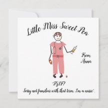 Note Carte Little Miss Sweet Pea - Infirmière