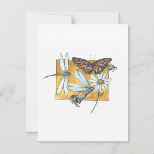 De Correspondance Papillon monarque, libellule et carte d'abeille