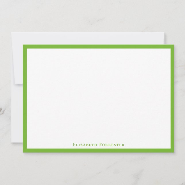 De Correspondance Pear Green Elegant Moderne Carte Note Plat (Devant)