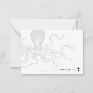 De Correspondance Pieuvre marine avec Ancre   CARTE POUR NOTES