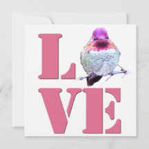 Pink LOVE Carte Plat Photo Colibri d'Anna