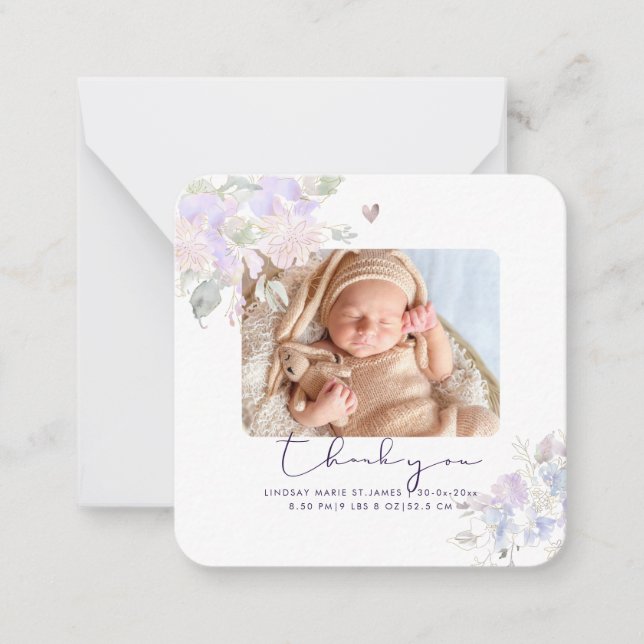 De Correspondance PixDezines Dusty Lilac Merci Carte Note (Devant)