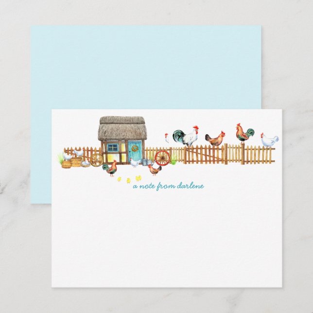 De Correspondance Poulet sur une clôture Fancy Poulet Coop | Carte d (Devant / Derrière)