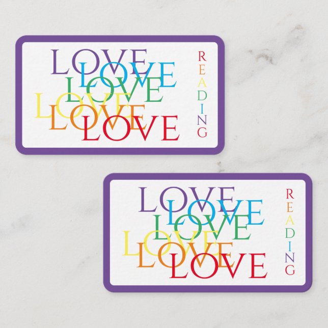De Correspondance RAINBOW LOVE Signet - Carte 3.5x2 / Violet (Devant / Derrière)