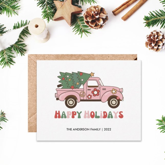 De Correspondance Retro Camion Joyeux Noël Carte (Créateur téléchargé)
