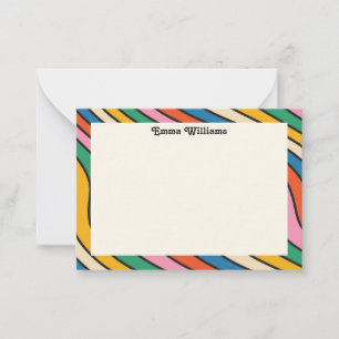 De Correspondance Retro Rainbow Nom personnalisé Carte Note moderne