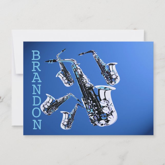 De Correspondance Saxophone Music Merci bleu carte plat (Devant)