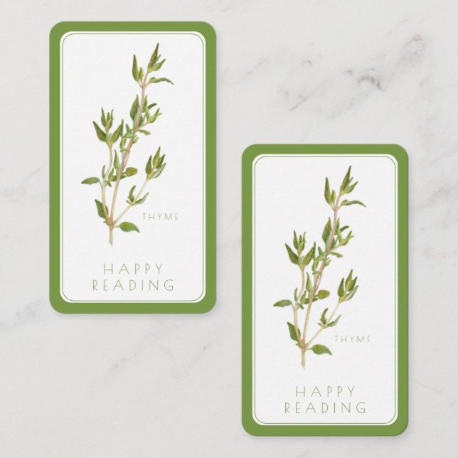 De Correspondance SIGNET THYME FRAIS - Carte 3.5x2 + Texte / Vert (Devant / Derrière)