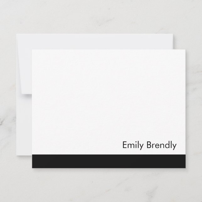 De Correspondance Simple moderne Elegant noir blanc plat carte note (Devant)