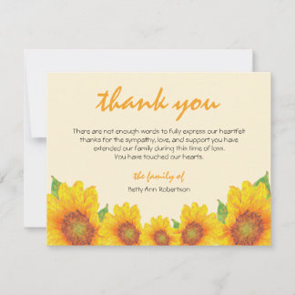 De Correspondance Sympathie funéraire Merci Tournesol carte à thème
