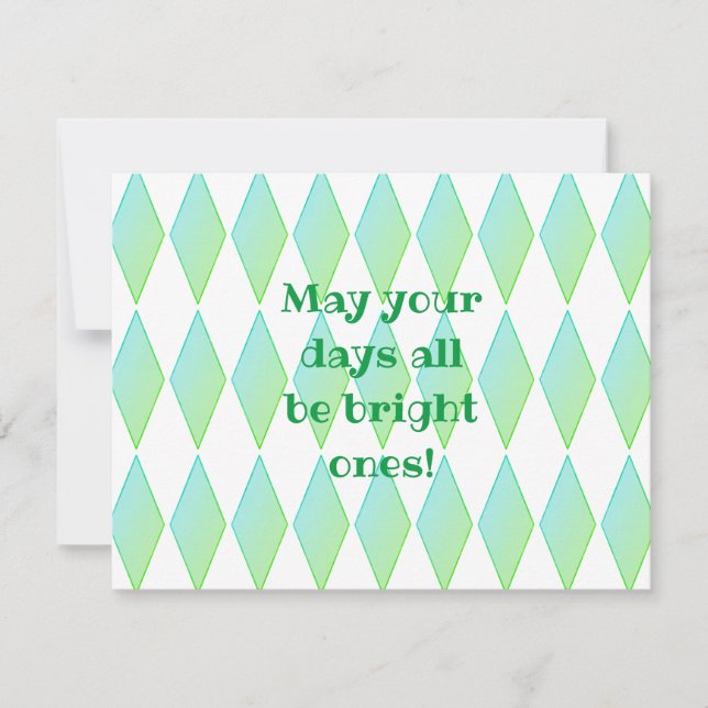 De Correspondance Thème Diamant Vert Carte à Note Plate avec envelop (Devant)