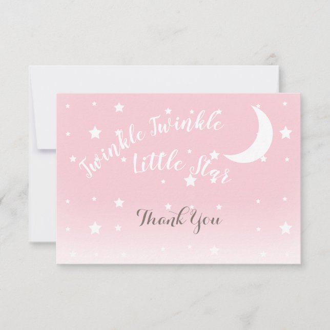 De Correspondance Twinkle petit rose étoile merci carte pour notes (Devant)