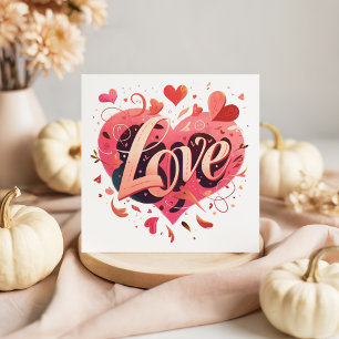 De Correspondance Typographie Love Pink Heart Carte Saint Valentin