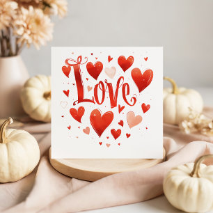 De Correspondance Typographie Love Red Hearts Carte Saint Valentin