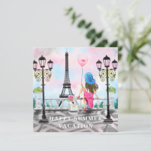 De Correspondance Vacances Été Femme À Paris Carte Tour Eiffel