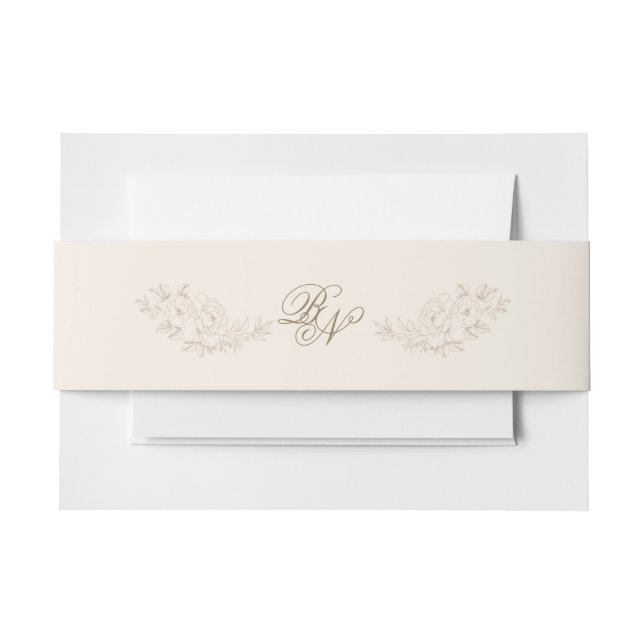 De Faire-part Bandeau floral marron classique pour invitation (Devant Example)
