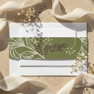 De Faire-part Bandeau neutre marron mousse et vert olive