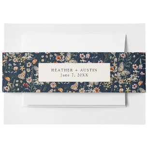 De Faire-part Bandeau ventral d'invitation bohème bleu marine