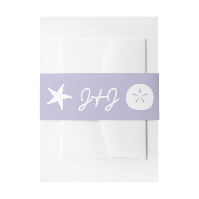 De Faire-part Bandeau ventral Summer Seashells in Lavender Invit (Devant example)