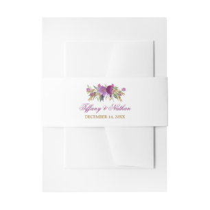 De Faire-part Bandeau ventre en aquarelle floral améthyste scint