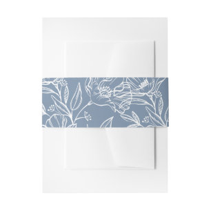 De Faire-part Bandeau ventre invitation florale Lily bleu poussi