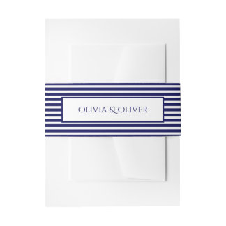 De Faire-part Bleu marine et blanc rayé - Bandeau ventral