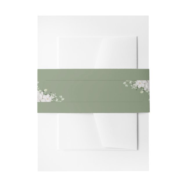 De Faire-part Élégant Bandeau Ventre | Enveloppe Botanique Vert  (Devant example)