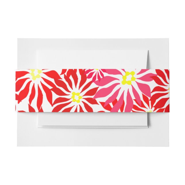 De Faire-part Fleurs d'Euphorbe Rouge Invitation Bandeau Ventre (Devant Example)