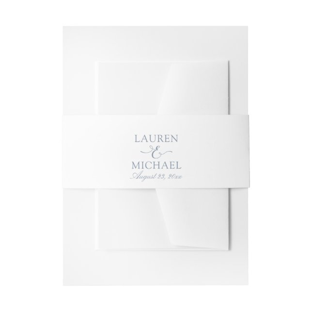 De Faire-part Simple Élégance Invitation Bandeau | Bleu Poussiér (Devant example)