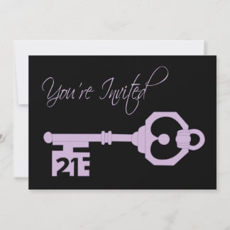 De fête d'anniversaire de clé invitation noire et