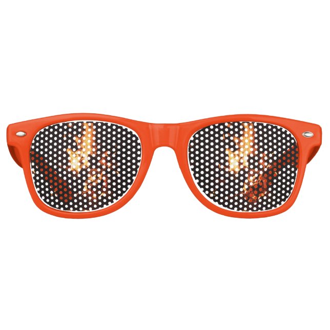 De Fête Retro Visage dans les lunettes Flames (Devant)