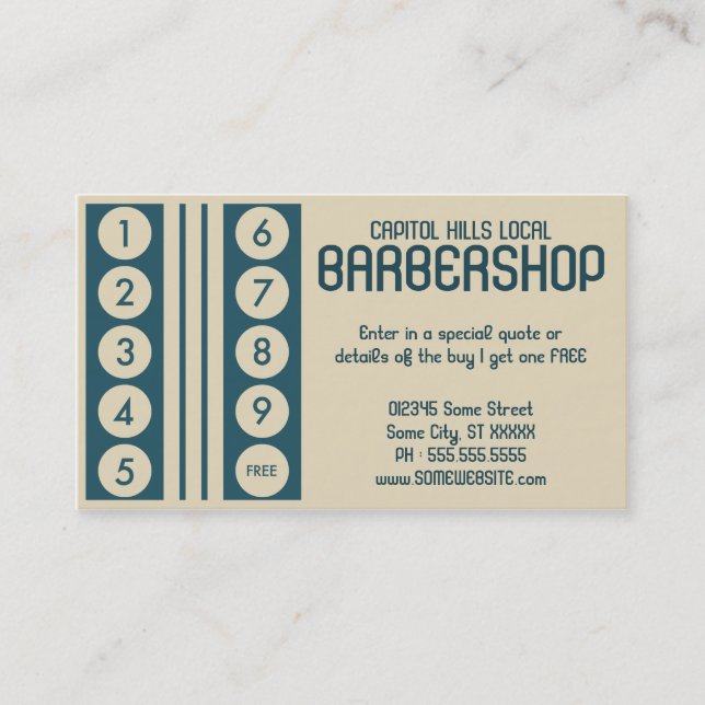 De Fidélité carte punch barbershop rétro (Devant)