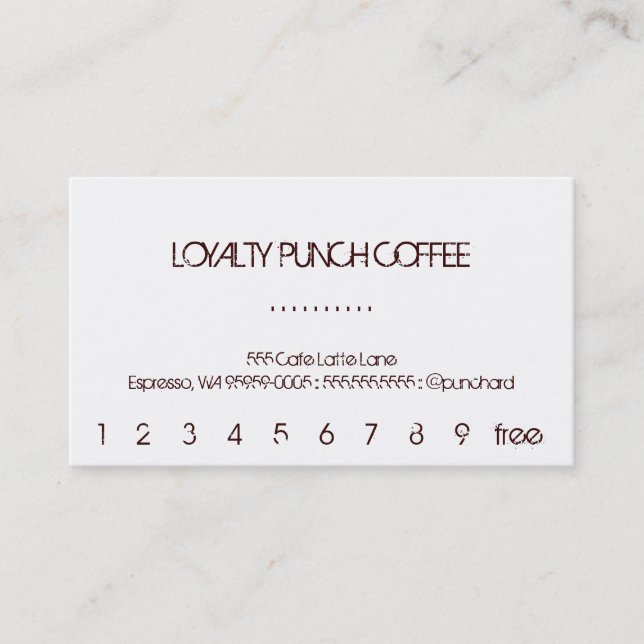 De Fidélité Carte Punch Café Loyauté (Devant)