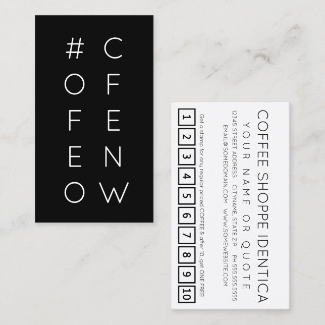 De Fidélité Carte punch #COFFEENOW hashtag loyalty (Devant / Derrière)