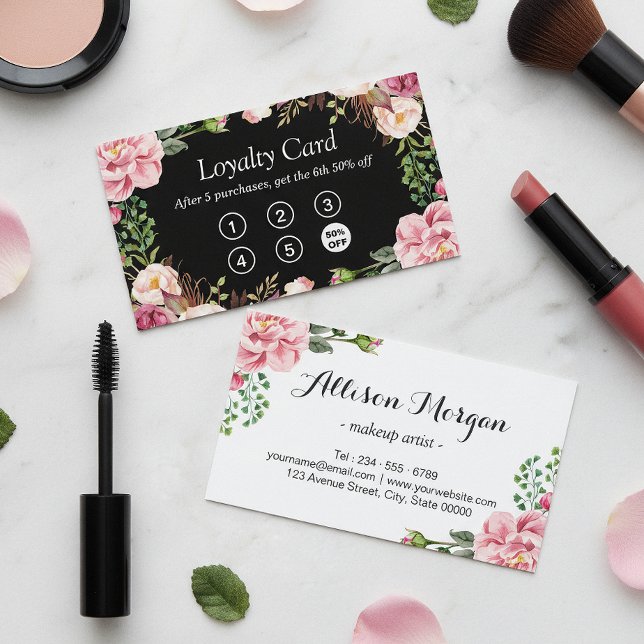 De Fidélité Carte Punch Loyauté | Enveloppement Floral Rose Fi (Créateur téléchargé)