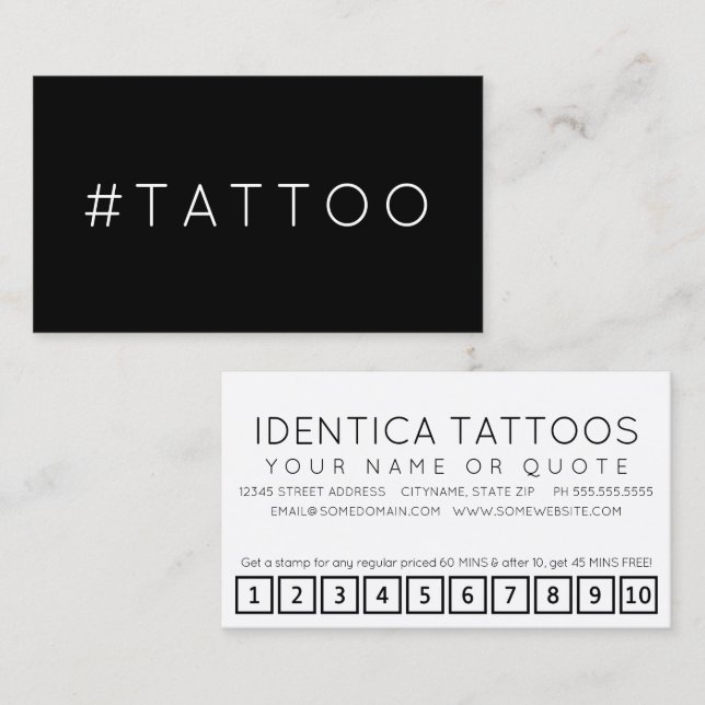 De Fidélité Carte punch #TATTOO hashtag loyalty (Devant / Derrière)