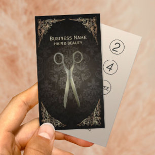 De Fidélité Carte vintage Damask Hair Salon Loyalty Punch Card