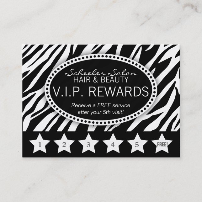 De Fidélité Carte Zebra Print Salon Loyalty Rewards (Devant)