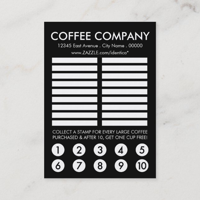 De Fidélité mot café recherche puzzle punch carte (Dos)