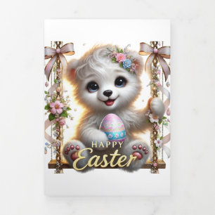 De Fin D'année Trois Volets Carte Pâques Cute Avec Ours Polaire
