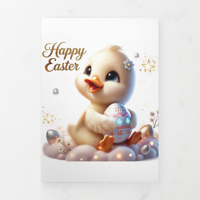 De Fin D'année Trois Volets Carte Pâques mignonne avec canard (Page de couverture)