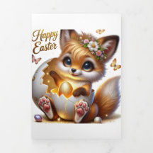 Carte Pâques mignonne avec Fox