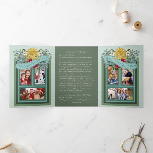 De Fin D'année Trois Volets Carte photo " Mers et salutations" sous-marin trip (Intérieur)