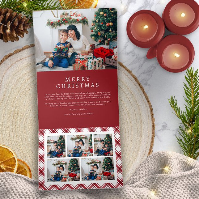 De Fin D'année Trois Volets Carte Pliante Rouge pour Noël (Red Christmas Tri-fold Card
)