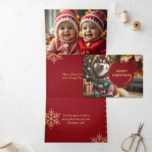 De Fin D'année Trois Volets Joyeux Noël Trifold Husky Carte photo