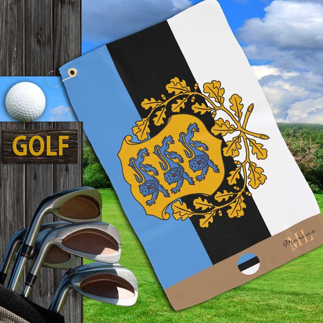 De Golf Drapeau estonien & Estonie monogrammed / serviette (Créateur téléchargé)