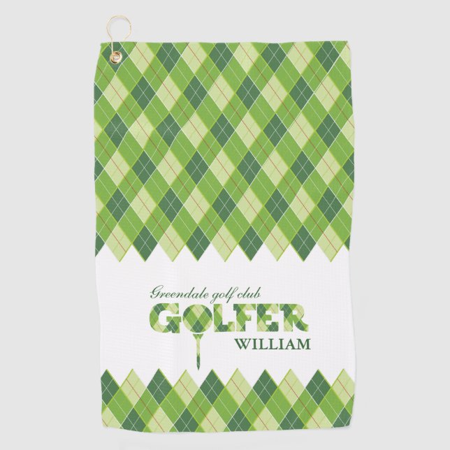 De Golf Jacquard doré vert plaid serviette personnalisée (Devant)