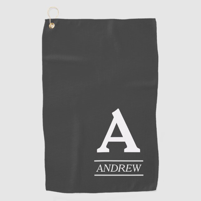 De Golf Lettre initiale élégante et serviette grise nommée (Devant)