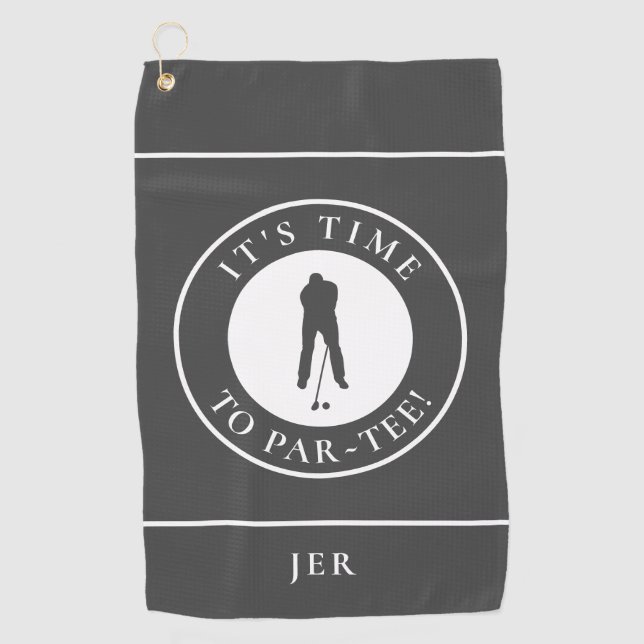 De Golf Serviette Charbon Par TEE Heure Golfeur Nom Person (Devant)