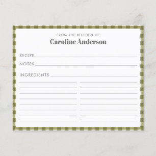 De la cuisine de carte de recette à carreaux vert